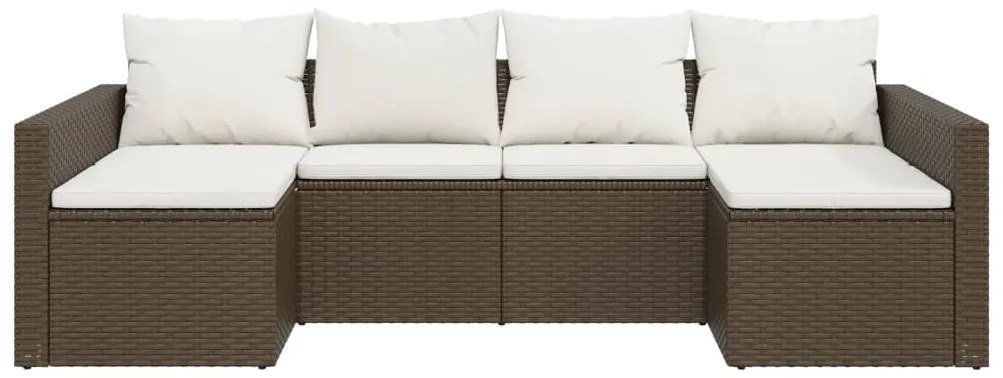 Set divani da giardino 2 pz con cuscini in polyrattan marrone