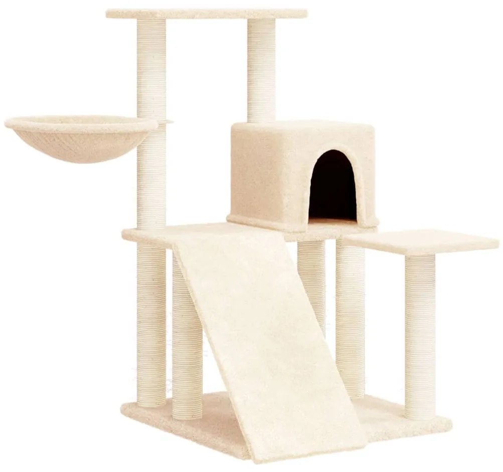 Albero per gatti con tiragraffi in sisal crema 82 cm