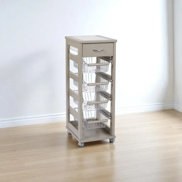 Carrello SALVASPAZIO portafrutta e cassetti LACCATO TORTORA