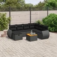 Set Divani da Giardino con Cuscini 8 pz Nero in Polyrattan 3265073