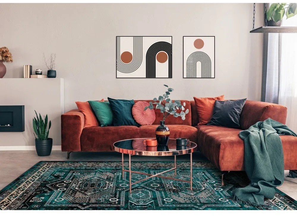 Tappeto in lana color petrolio 133x180 cm Mia - Agnella