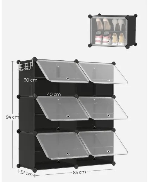 Scaffale modulare con scomparti BOXIFY, nero