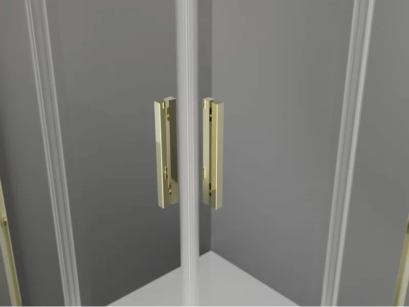 Mexen Exo cabina doccia quadrata scorrevole 100 x 100 cm, trasparente, oro - 8111-100-100-50-00