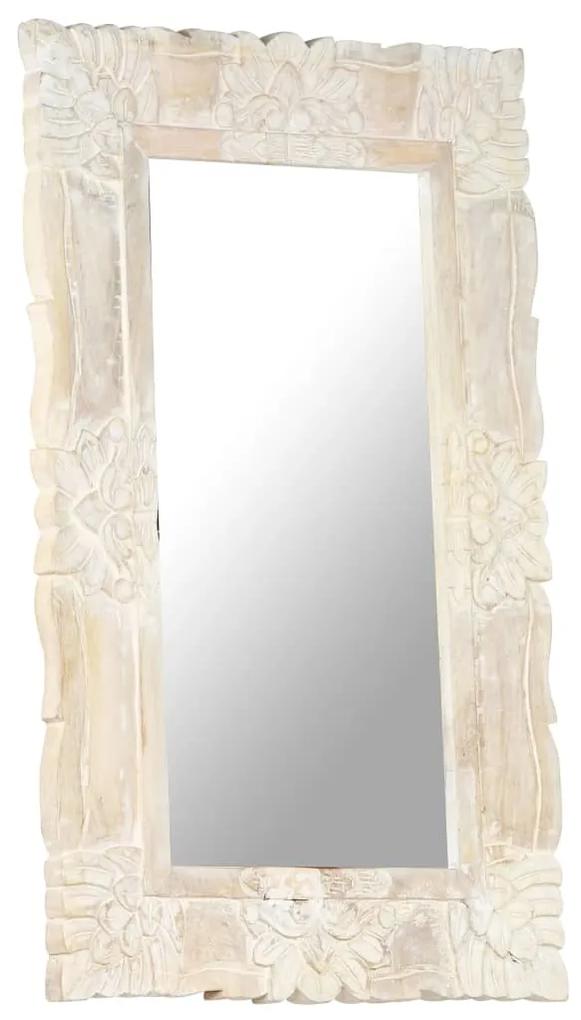 Specchio Bianco 80x50 cm in Legno Massello di Mango
