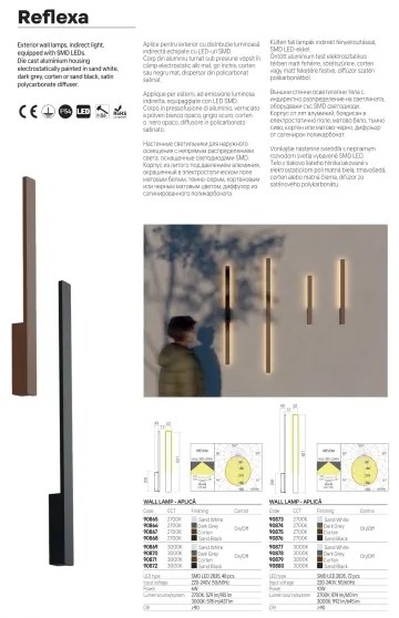 Redo 90872 - Applique da esterno LED REFLEXA, 6W, 230V, IP54, nera