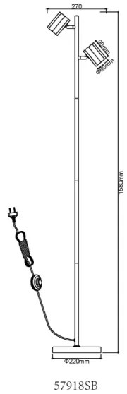Globo 57918SB - Lampada con piedistallo JAMES 2xGU10/5W/230V nero