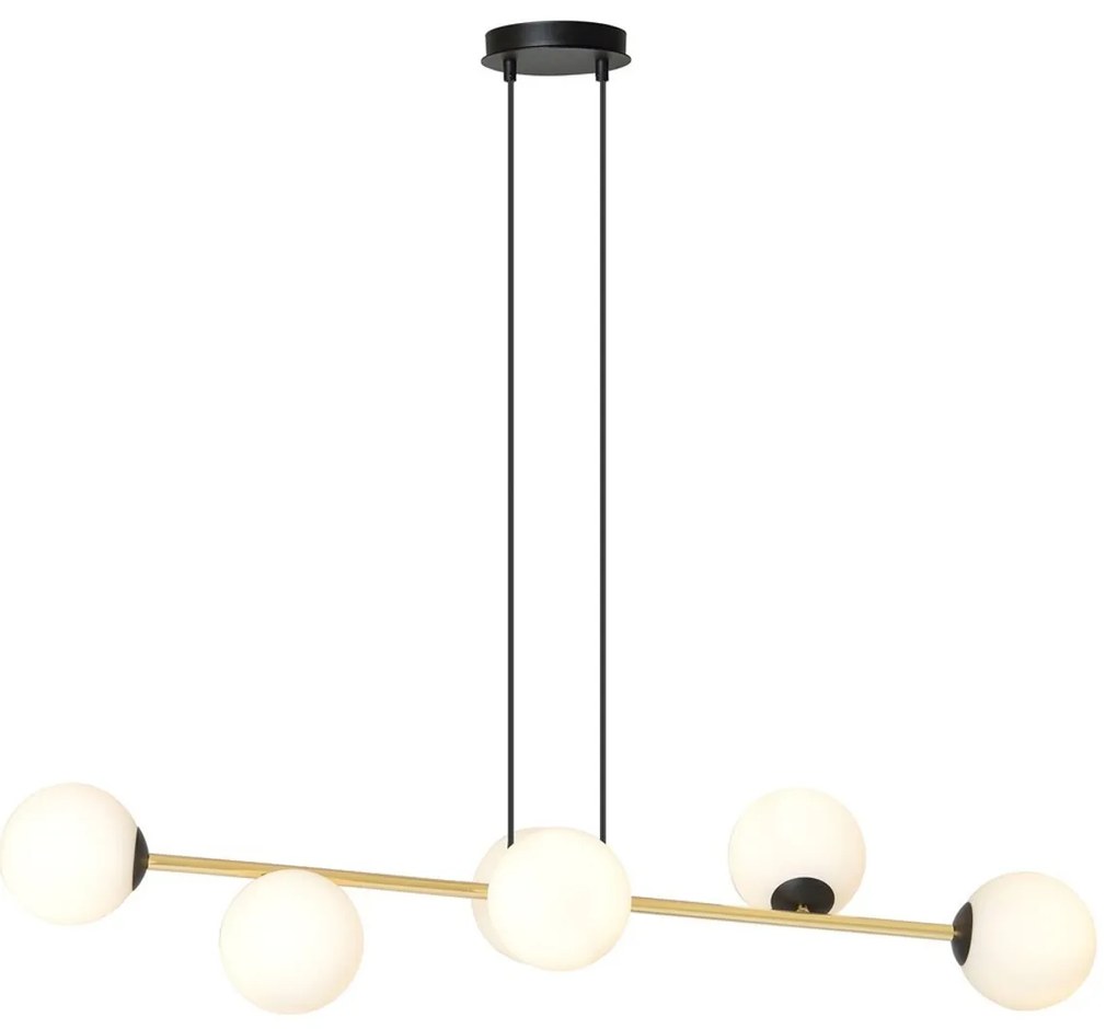 Lampadario a sospensione GRAVITY 6 Nero/Bianco e Oro 6xE14