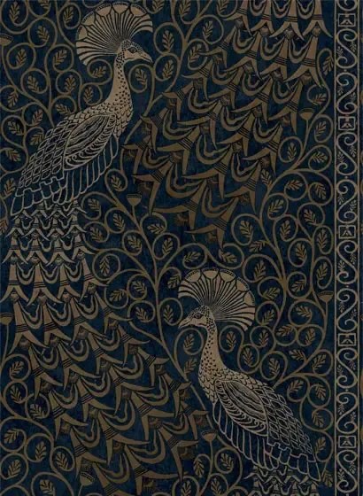 Cole & Son Carta da parati Pavo Parade - Metallic Bronze on Midnight