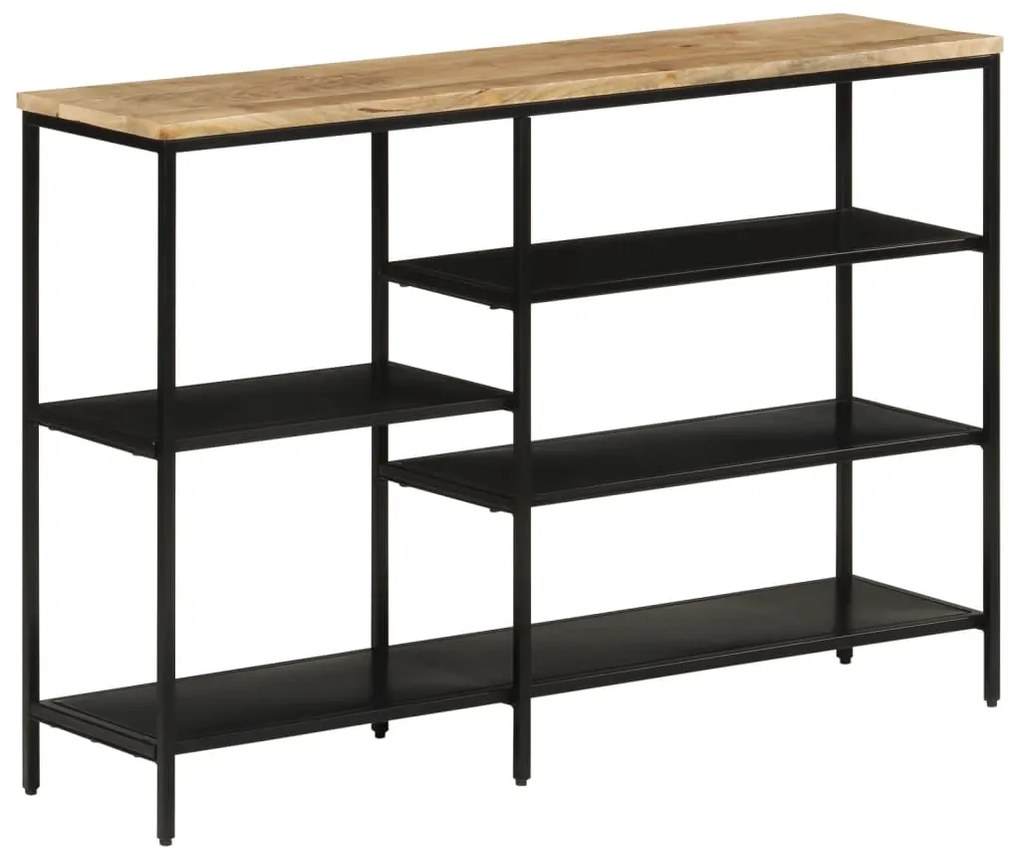 Tavolo Consolle 110x30x75cm Legno Massello Mango Grezzo E Ferro /