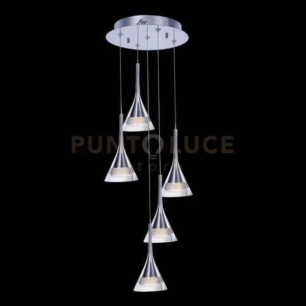 Jewel, lampada a sospensione, cristallo trasparente, cromo, led 30w...