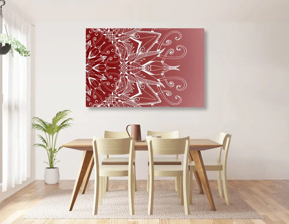 Stampa su tela – Mandala bianco su sfondo bordeaux