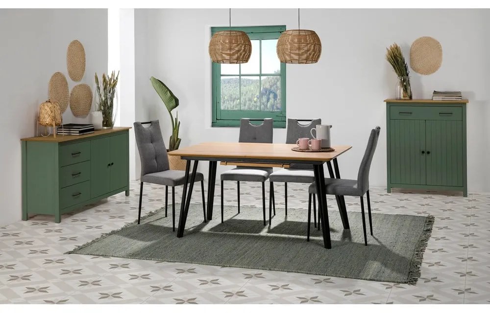 Cassettiera alta in legno di pino di colore verde-naturale 90x110 cm Miranda - Marckeric