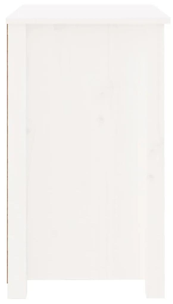 Comodino bianco 50x35x61,5 cm in legno massello di pino