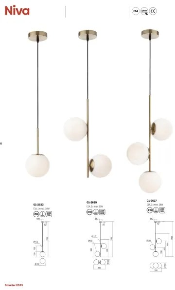 Redo 01-2627 - Lampadario a sospensione con filo NIVA 3xE14/28W/230V