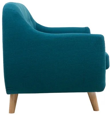 Divano 2 posti scandinavo sfoderabile blu anatra e legno YNOK