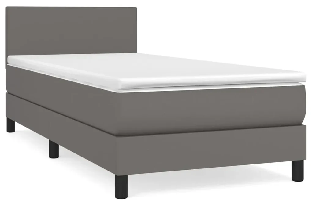 Giroletto a molle con materasso grigio 90x190 cm in similpelle