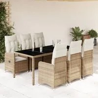 Set da Bistr da Giardino 7 pz con Cuscini Beige in Polyrattan 3277101