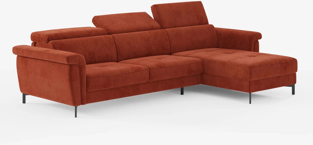 Capri Divano letto angolare con penisola contenitore e poggiatesta reclinabili - elegante tessuto smacchiabile T30