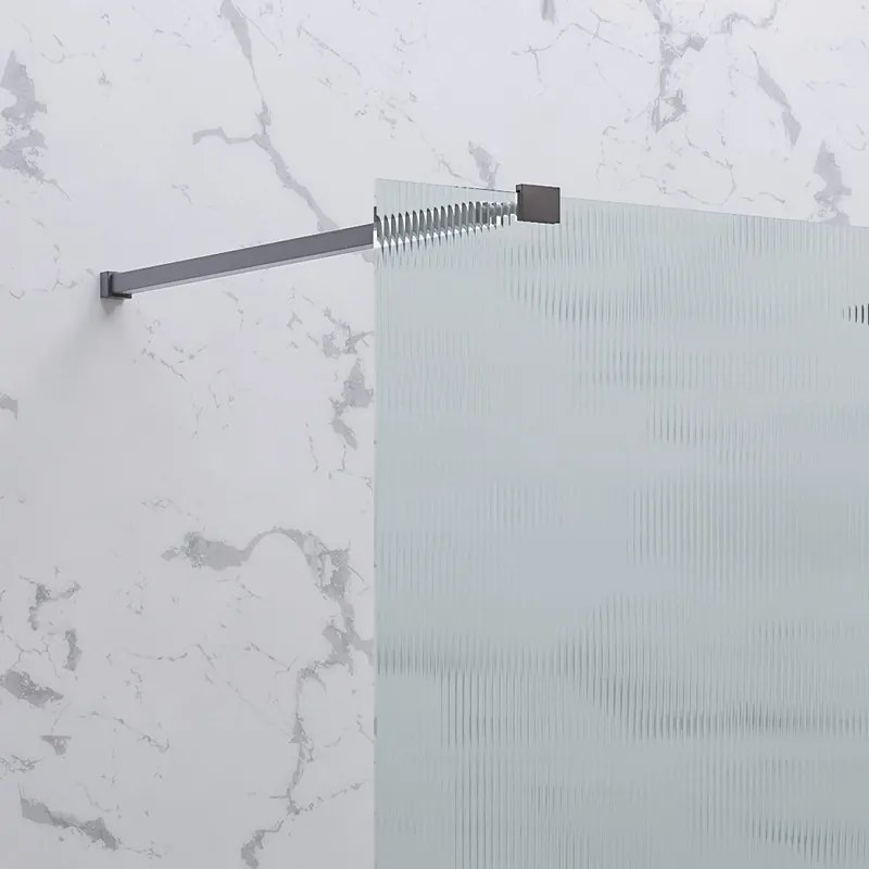 Doccia walk in 80 cm vetro scanalato e profilo gun metal | KW-100GMFL - KAMALU