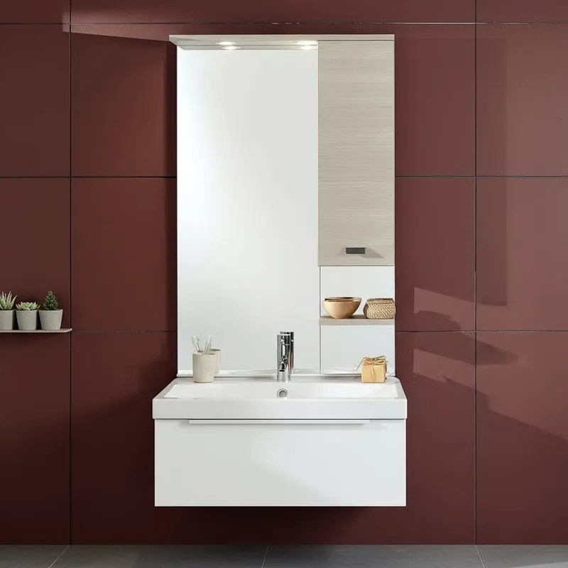 Specchio Contenitore Con Illuminazione Rimini larice L 70 x H 108 x P 18.5 cm