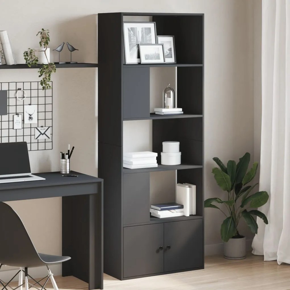 Libreria Nera 70x36x189 Cm İn Legno Multistrato /