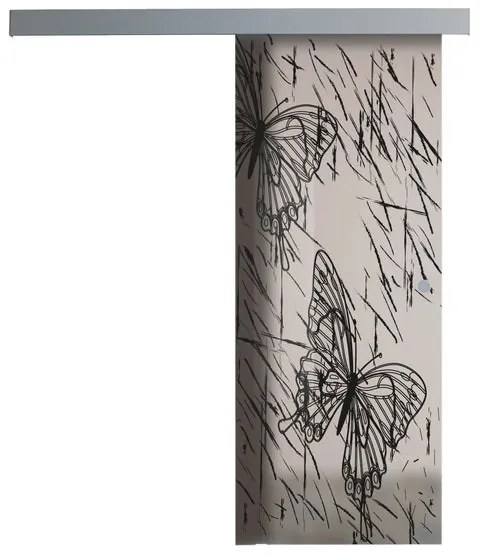 Anta per porta scorrevole esterno muro Butterfly in vetro nero, L 88 x H 215 cm spessore 8 mm, apertura sinistra