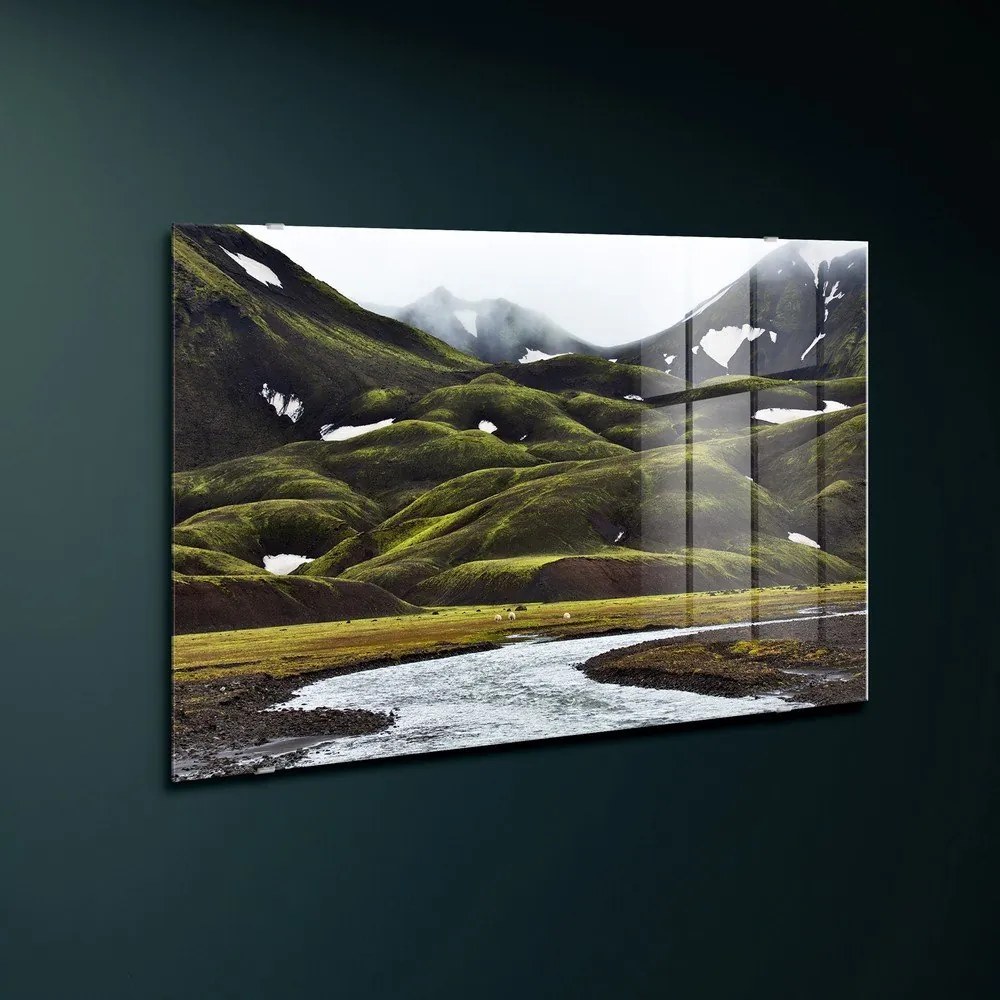 Dipinto dipinto su vetro 120x80 cm Fjallabak – Styler