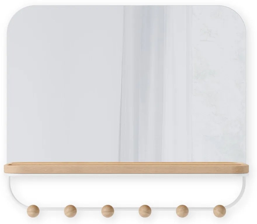 Appendiabiti da parete in legno di faggio bianco naturale con ripiano Estique - Umbra