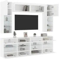 Set Mobili TV a Muro 6 pz con Luci LED Bianco 3216797