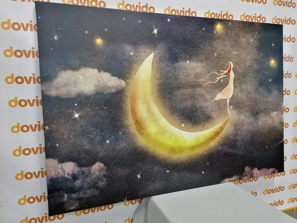 Quadro su tela – Ragazza sulla luna