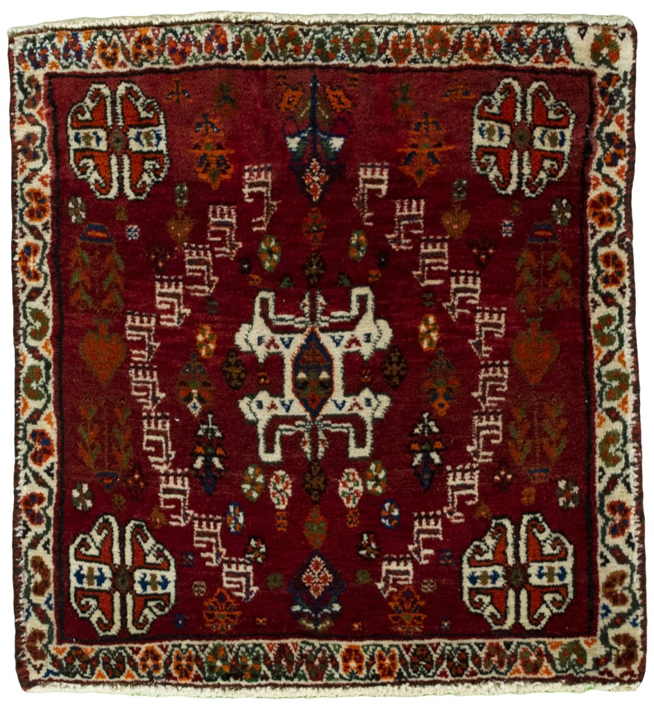 Shiraz Tappeto 60x60 Rosso (Iran) Annodato A Mano