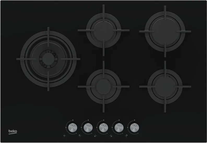 Beko - hill 75222 s piano cottura Nero Da incasso 75 cm Gas 5 Fornelli
