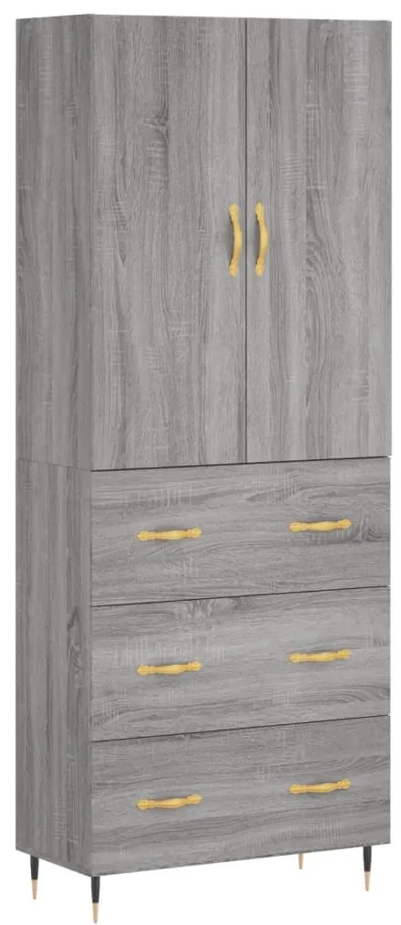 Credenza grigio sonoma 69,5x34x180 cm in legno multistrato