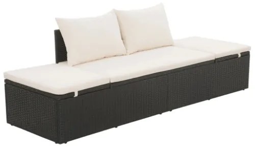 Lettino da Giardino Nero 195x60 cm in Polyrattan