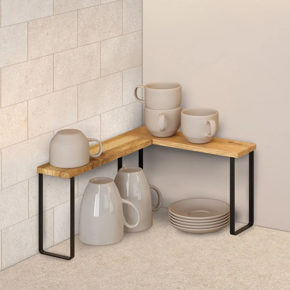 Set di ripiani aggiuntivi color nero opaco/di colore naturale in legno 2 pz 27x8 cm York – Metaltex