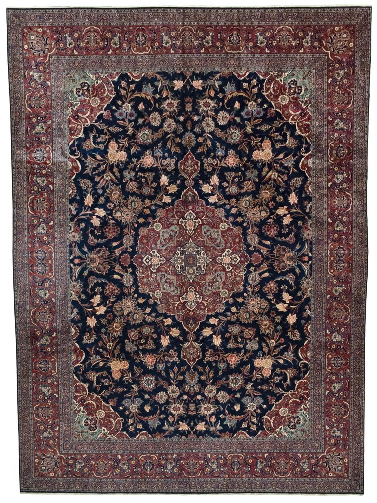 Kashan Tappeto persiano 320x430 Blu (Iran) Annodato A Mano