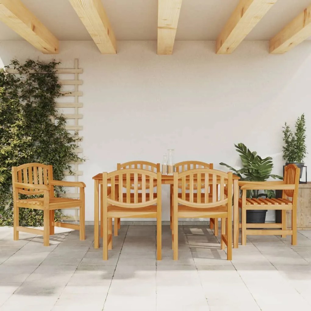 Set Da Pranzo Da Giardino 7 Pz İn Legno Massello Di Teak /