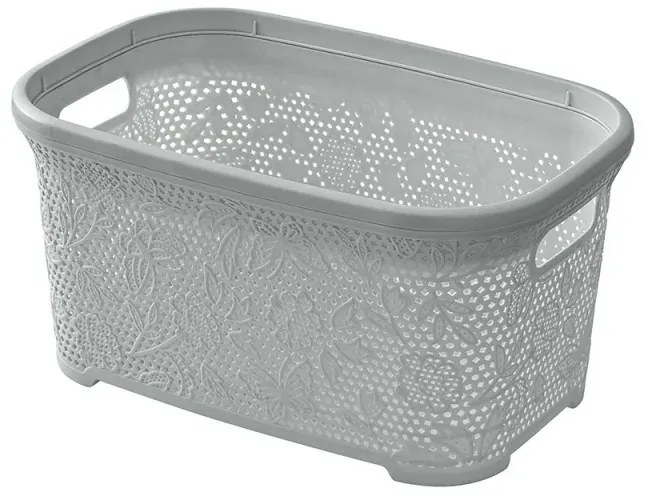 Cestino portabiancheria moderno in plastica grigia con capienza 27 lt