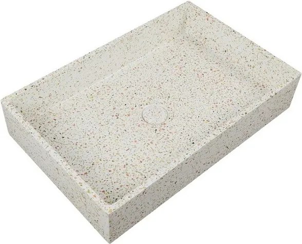 Lavabo da appoggio rettangolare con finitura terrazzo beige | KTERD-600BE - KAMALU