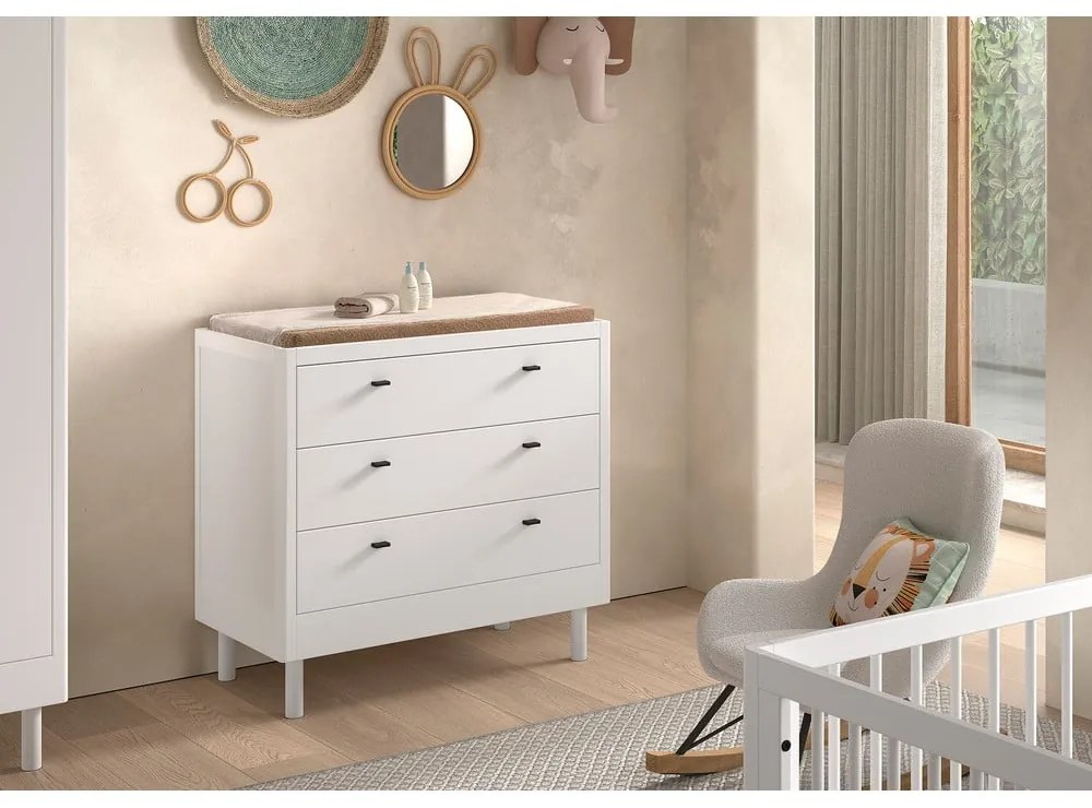 Cassettiera per bambini bianca in faggio massiccio 100x95x55 cm Forrest – Vipack