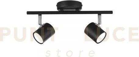 Spot zero nero 2 luci attacco gu10 33x9,7x15cm in metallo orientabile