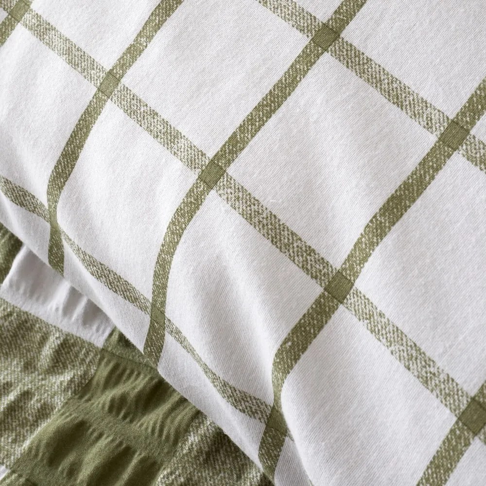 Biancheria da letto in flanella verde per letto matrimoniale 200x200 cm Gingham Check - Catherine Lansfield