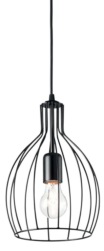 Sospensione Industrial-Minimal Ampolla-2 Metallo Nero 1 Luce E27