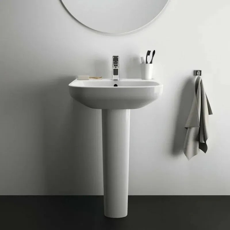 Lavabo Ideal Standard 65 cm con colonna in ceramica lucida I.Life A
