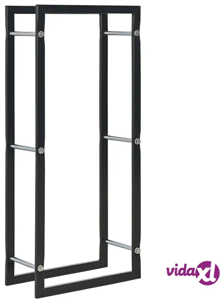 vidaXL Rastrelliera per Legna da Ardere Nera 30x35x81 cm in Acciaio