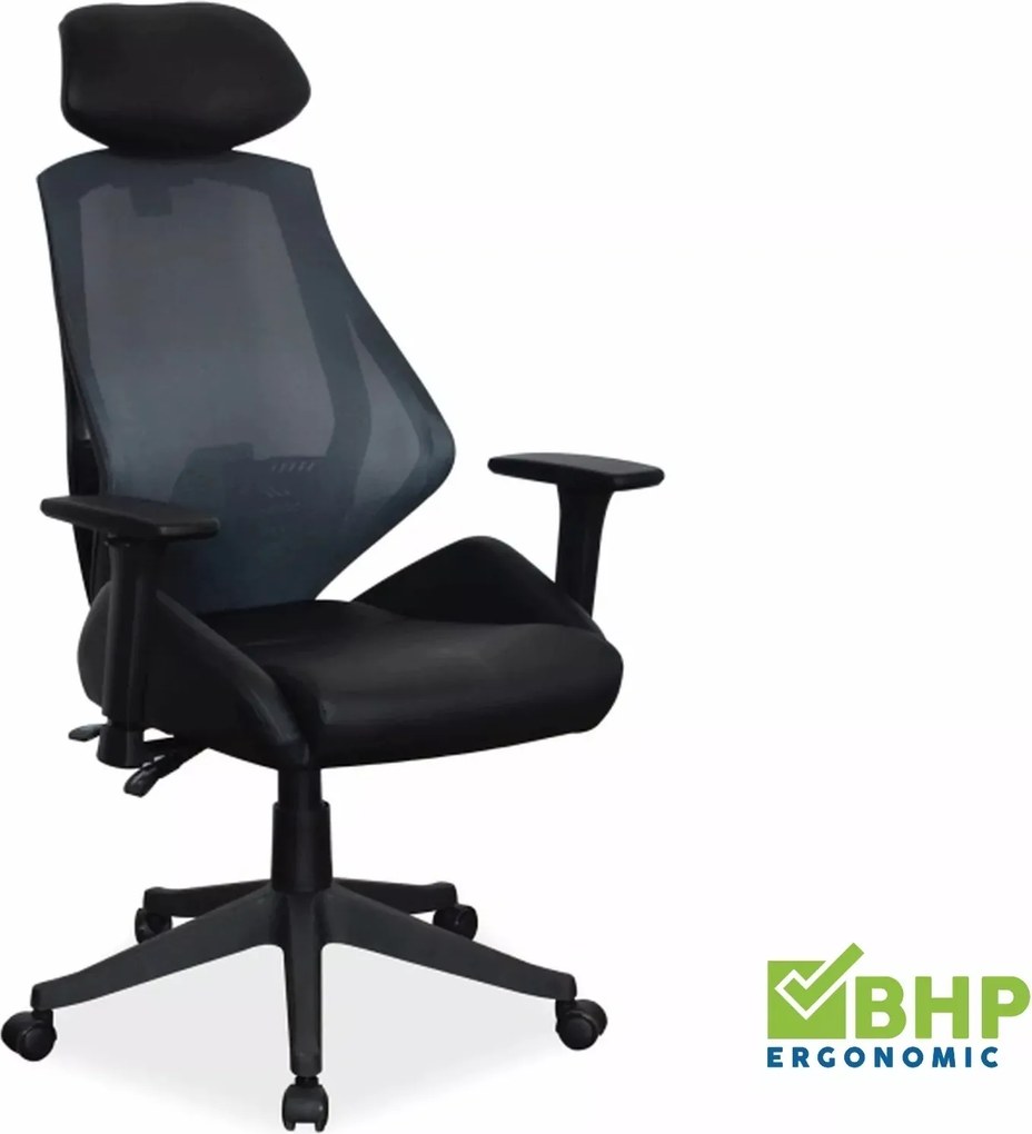 Sedia da ufficio ergonomica Q-406 nera – 67x52x102 cm