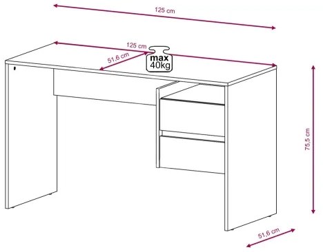 Scrivania con cassetti MARLO, rovere artisan/antracite