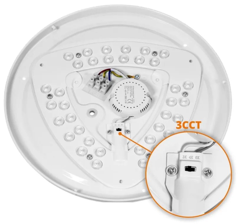 Plafoniera LED Rotonda 18W Ø350mm, CCT Bianco Variabile, IP20 - Nera Colore Bianco Variabile CCT