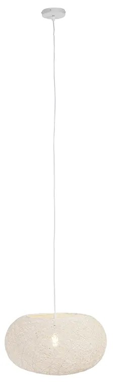 Lampada a sospensione rustica bianca 50 cm - Corda Flat