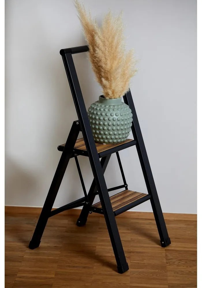 Scala pieghevole antiscivolo in alluminio nero Stepladder II. - Wenko
